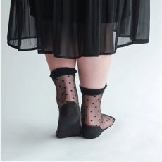 画像4: エトワール海渡　シースルーソックス　通年素材　シルク混　小ドット柄　底付《4色、22〜24cm》 3足入【5%特別ポイント品】 (4)