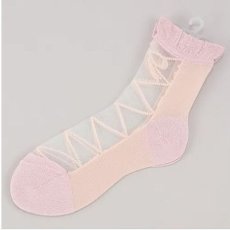 画像2: エトワール海渡　シースルーソックス　通年素材　シルク混　前リボン柄《5色、22〜24cm》 3足入【5%特別ポイント品】 (2)