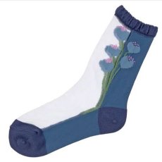 画像2: エトワール海渡　シースルーソックス　毛混　北欧調　お花柄《3色、23〜25cm》 3足入【5%特別ポイント品】 (2)