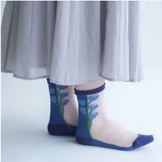 画像5: エトワール海渡　シースルーソックス　毛混　北欧調　お花柄《3色、23〜25cm》 3足入【5%特別ポイント品】 (5)