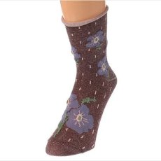 画像2: エトワール海渡　毛混　手篝(かがり)ソックス　フロート花柄《3色、23〜25cm》 3足入【5%特別ポイント品】 (2)