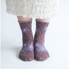 画像3: エトワール海渡　毛混　手篝(かがり)ソックス　フロート花柄《3色、23〜25cm》 3足入【5%特別ポイント品】 (3)