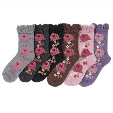 画像1: エトワール海渡　ギュレ　カシミヤ混　大バラ柄　靴下《6色、22〜25cm》 3足入【5%特別ポイント品】 (1)