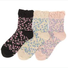 画像1: エトワール海渡　かかとケア　秋冬用美容ソックス　小バラ柄《3色、22〜24cm》 2足入 (1)