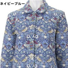 画像8: ウィリアムモリス　中綿入り　冬用　前開き婦人V＆Aパジャマ　いちご泥棒柄《M・L、4色》 (8)