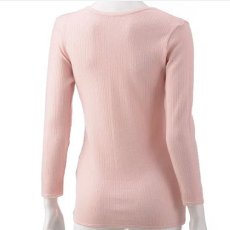 画像2: エアメリー　裏綿100%・表ウール100%　二重編　8分袖インナー《M・L・LL、パステルピーチのみ》 (2)