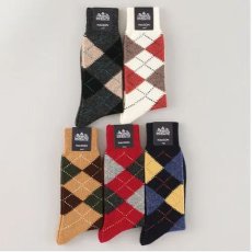 画像1: HALISON　ラムウール　5ダイヤ　アーガイルソックス《5色、25－27cm》 (1)