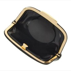 画像3: エトワール海渡　夢詩集　　リボンフラワー　鏡付き押し口ポーチ　【1月上旬入荷予定】《ブラックのみ、約12×14×3cm、牛革》 (3)