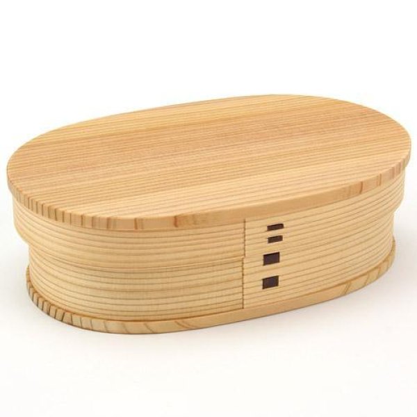 画像1: 大館工芸社　大館曲げわっぱ　小判弁当（中）【仕切別売り】《640ml、秋田杉》 (1)