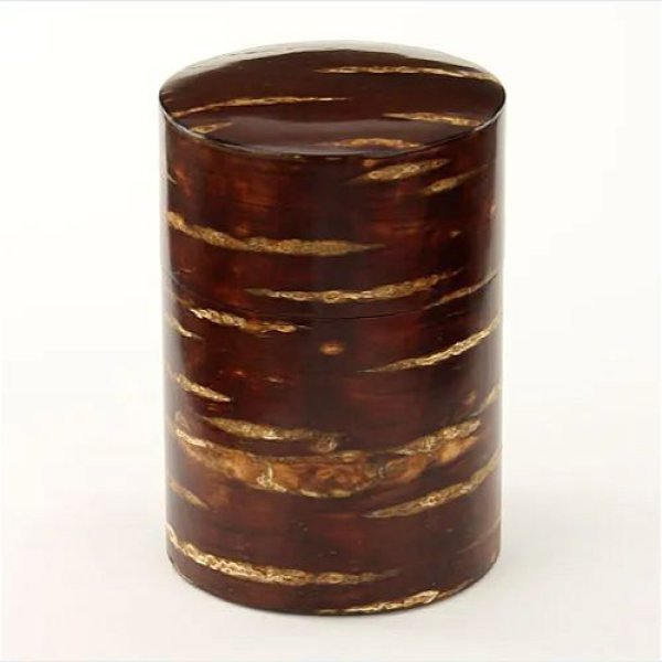 画像1: 角館樺細工　総皮茶入　無地《径8.3×H12.0cm 容量約150g》 (1)